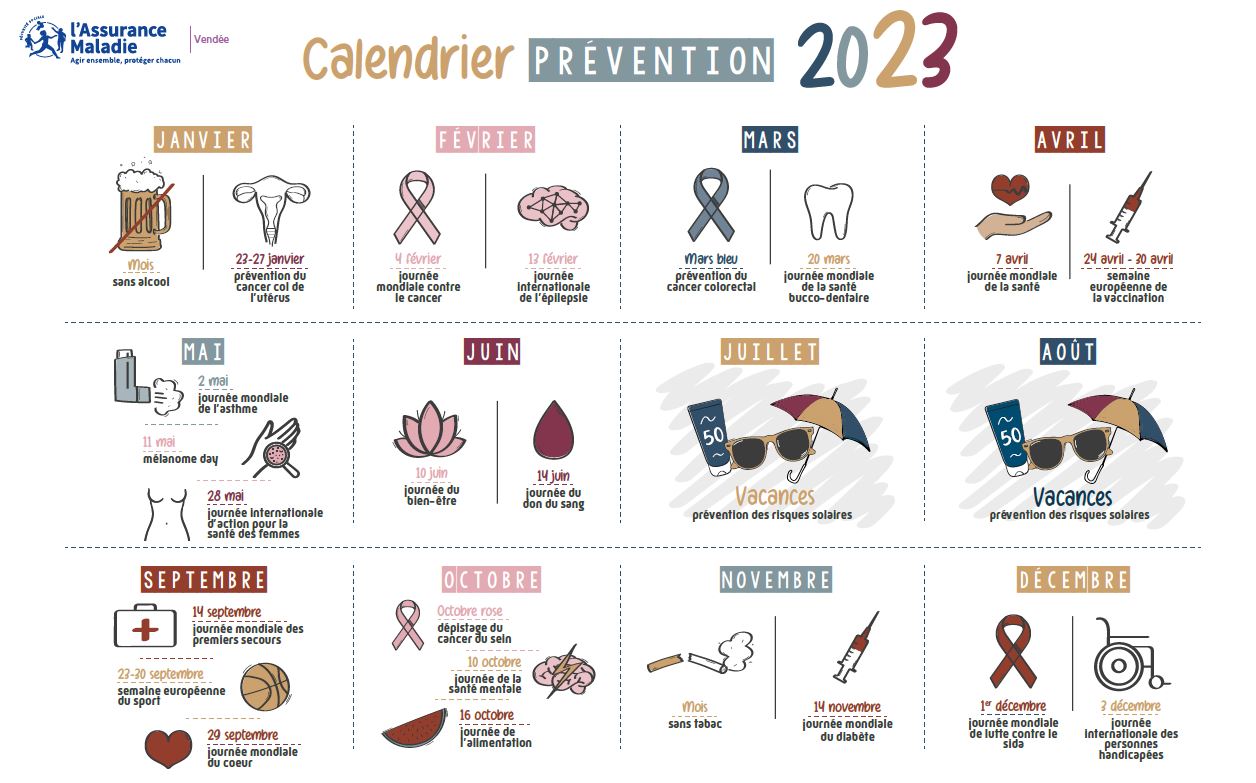 Calendrier prévention Mon Portail Employeur CPAM Vendée